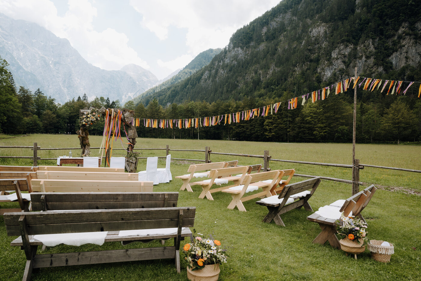 Blick in das Logartal, die Logarska dolina in Slowenien