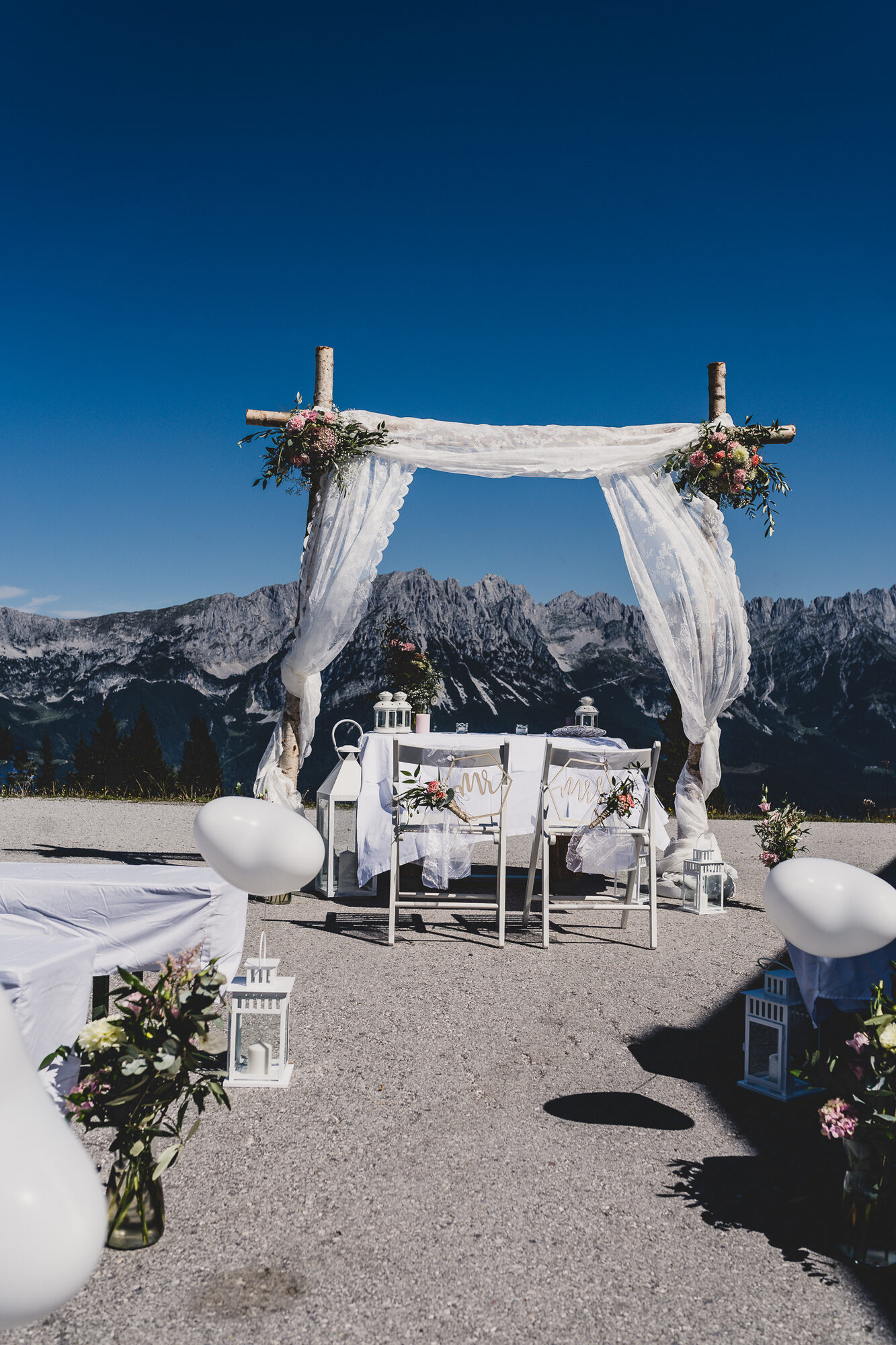 Traubogen auf der Tanzbodenalm mit Blick auf den Wilden Kaiser